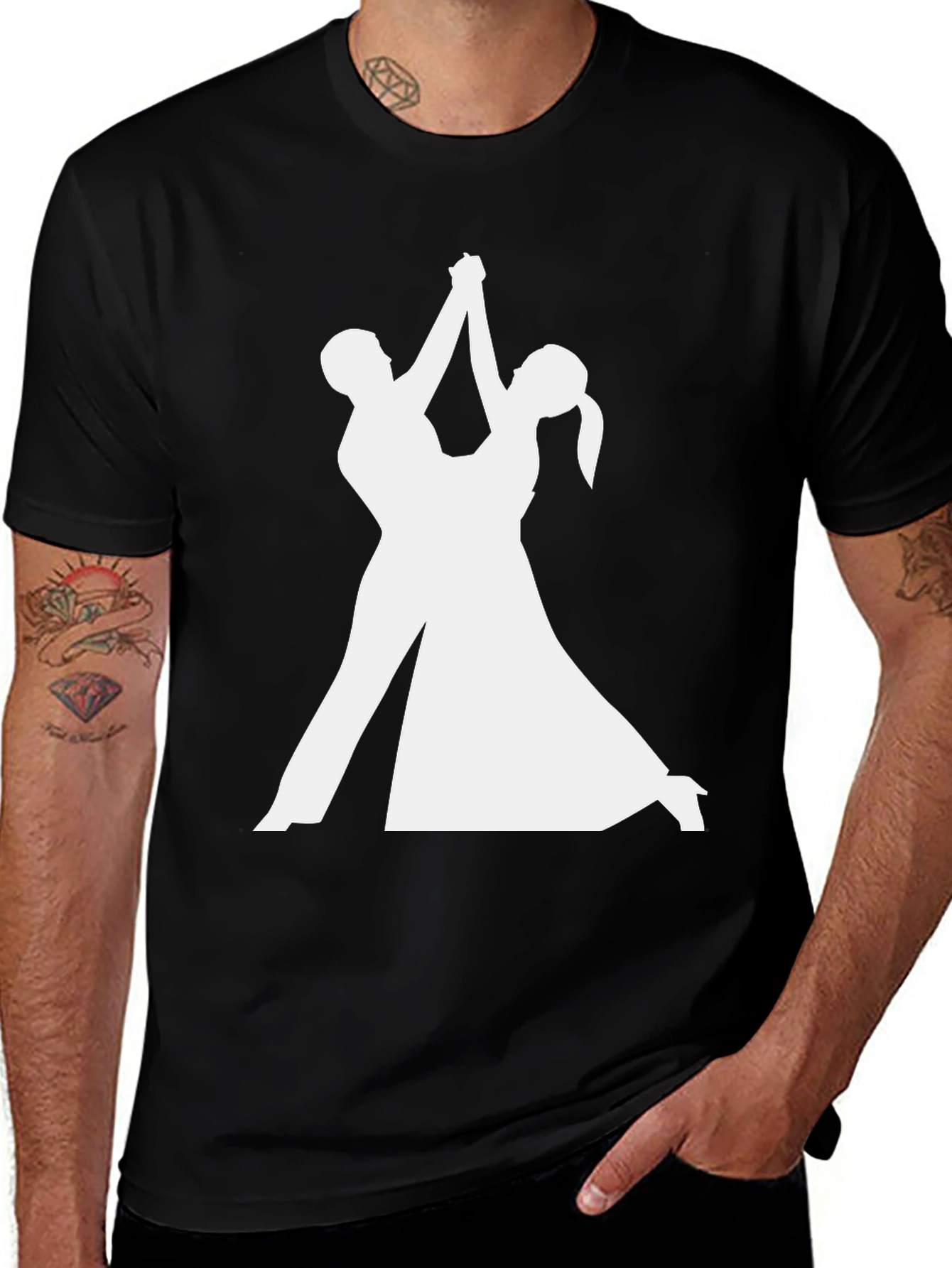 Dancing Silhouette T-Shirt - Elegant Black Tee