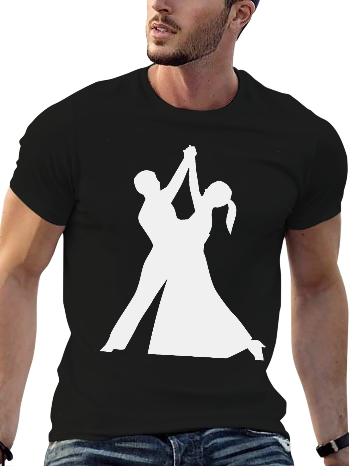 Dancing Silhouette T-Shirt - Elegant Black Tee
