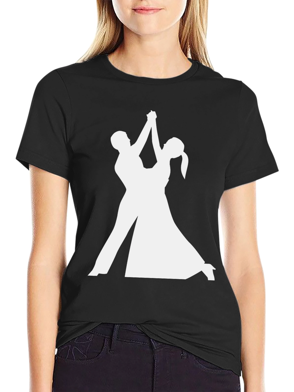 Dancing Silhouette T-Shirt - Elegant Black Tee
