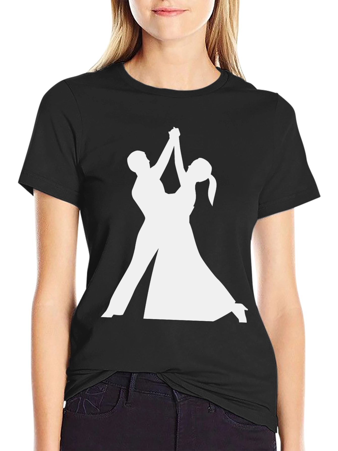 Dancing Silhouette T-Shirt - Elegant Black Tee