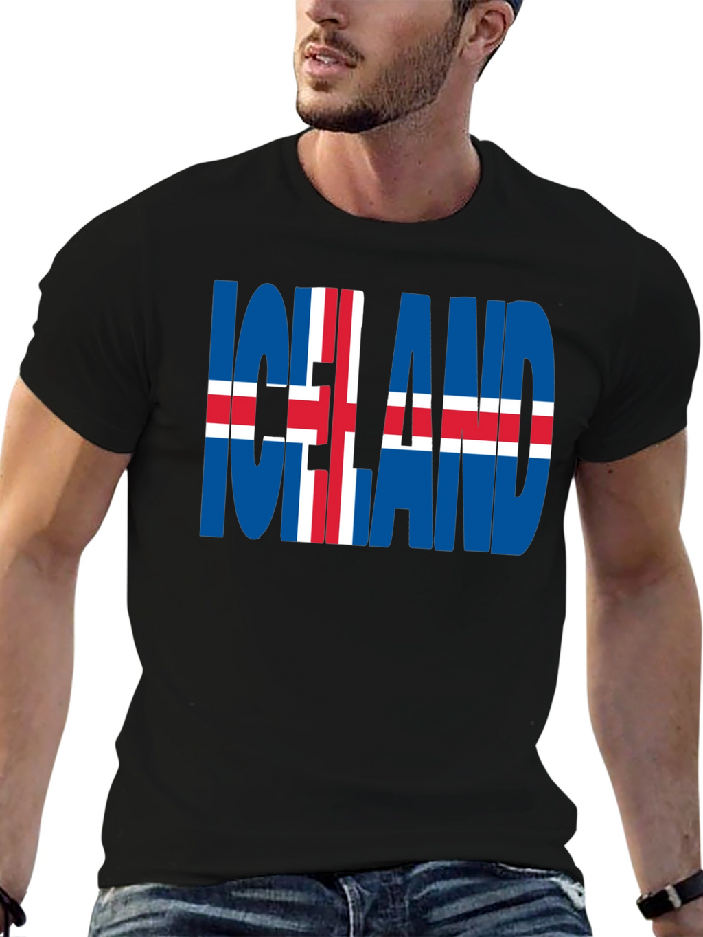 Iceland Flag Graphic T-Shirt - Black