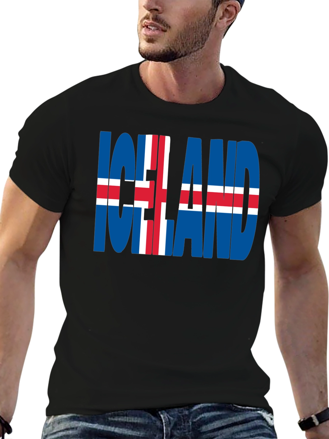 Iceland Flag Graphic T-Shirt - Black
