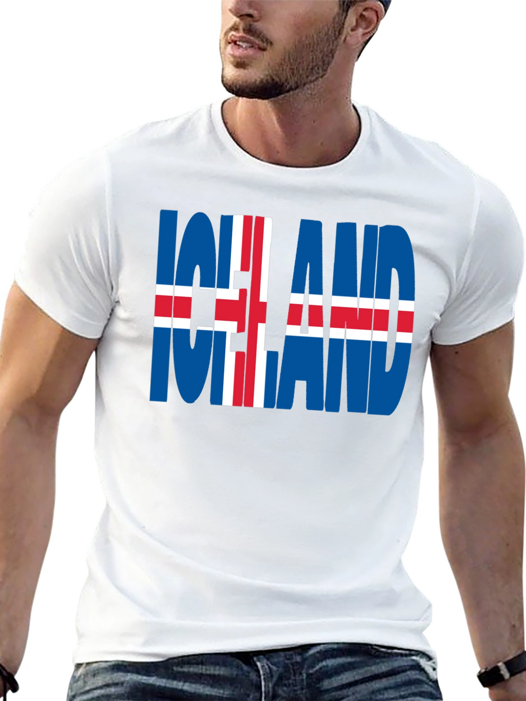 Iceland Flag Graphic T-Shirt - Black