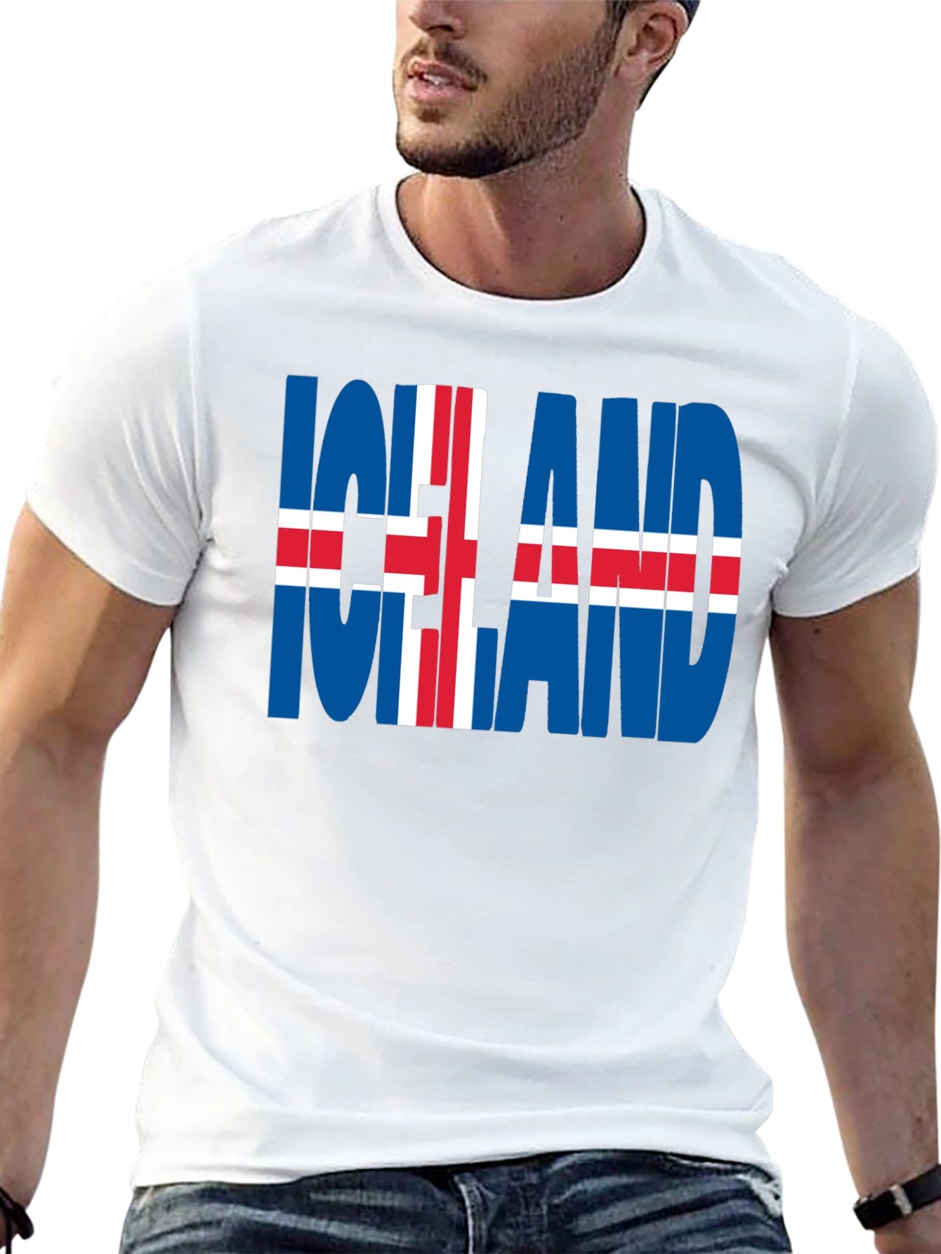 Iceland Flag Graphic T-Shirt - Black