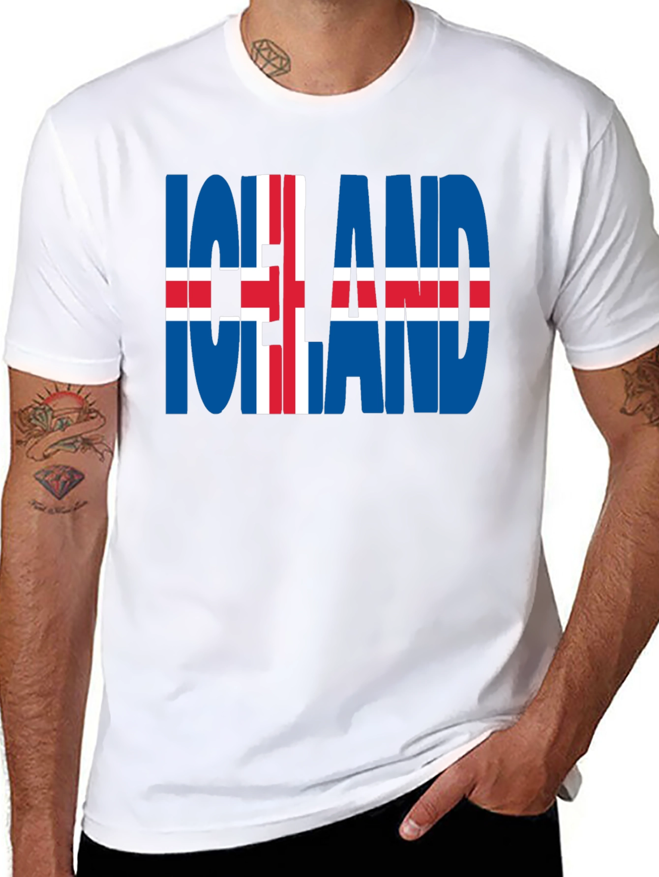 Iceland Flag Graphic T-Shirt - Black