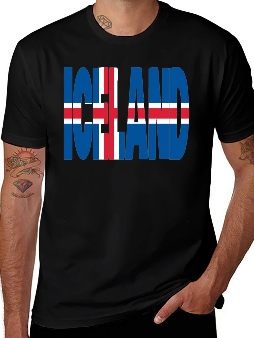 Iceland Flag Graphic T-Shirt - Black