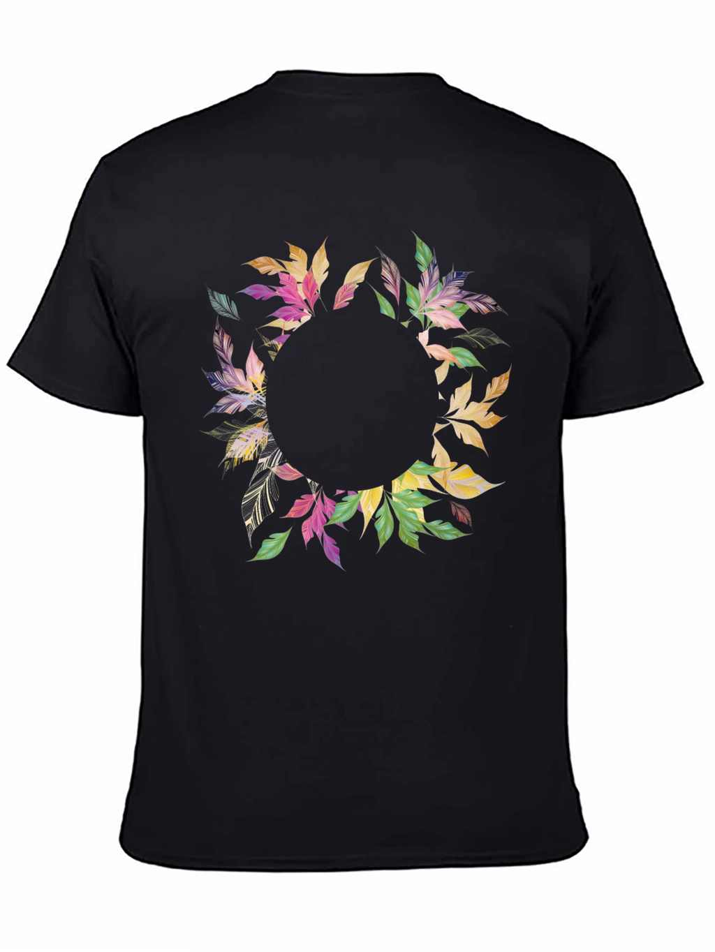 Floral Wreath Black T-Shirt