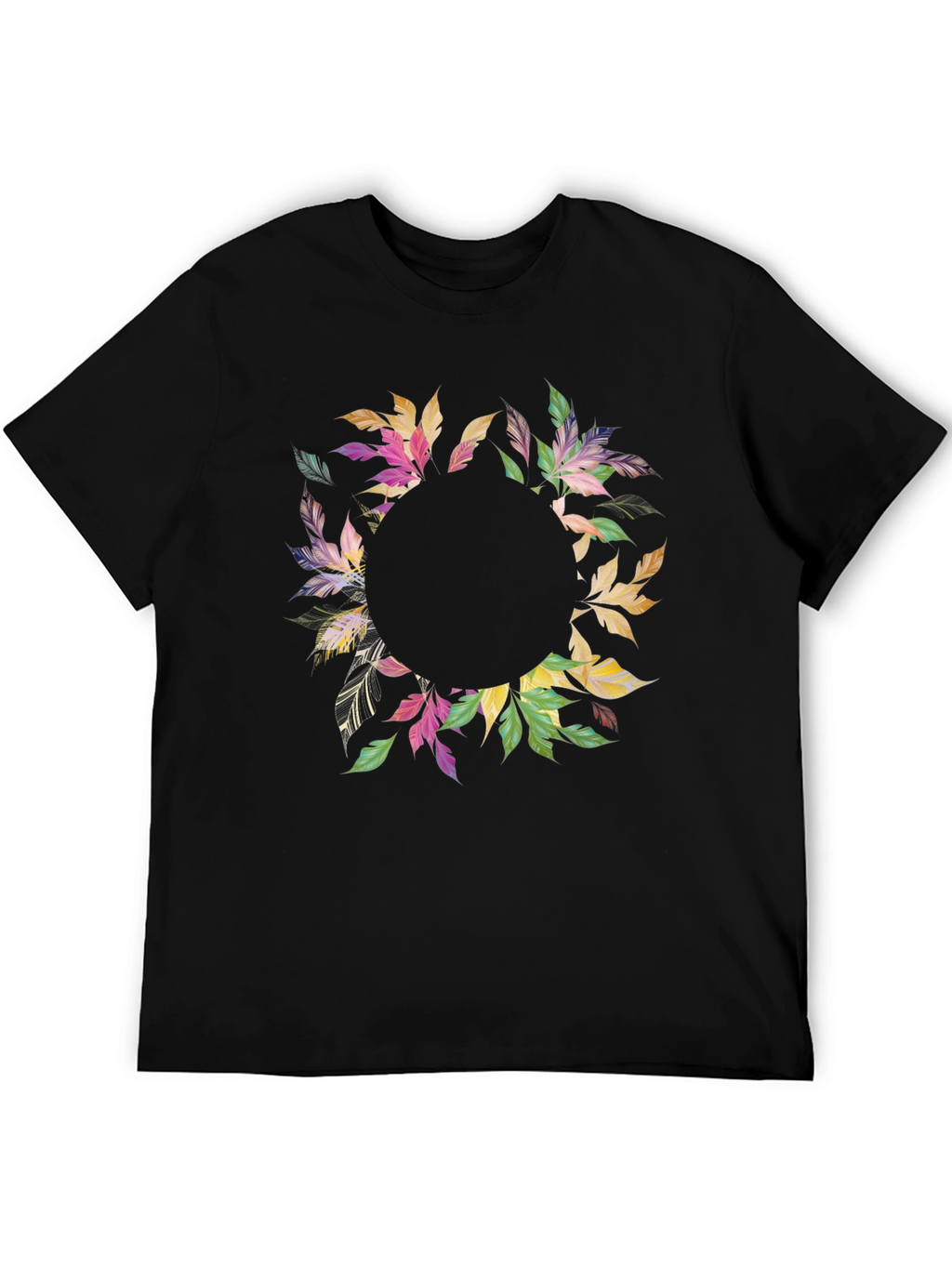 Floral Wreath Black T-Shirt