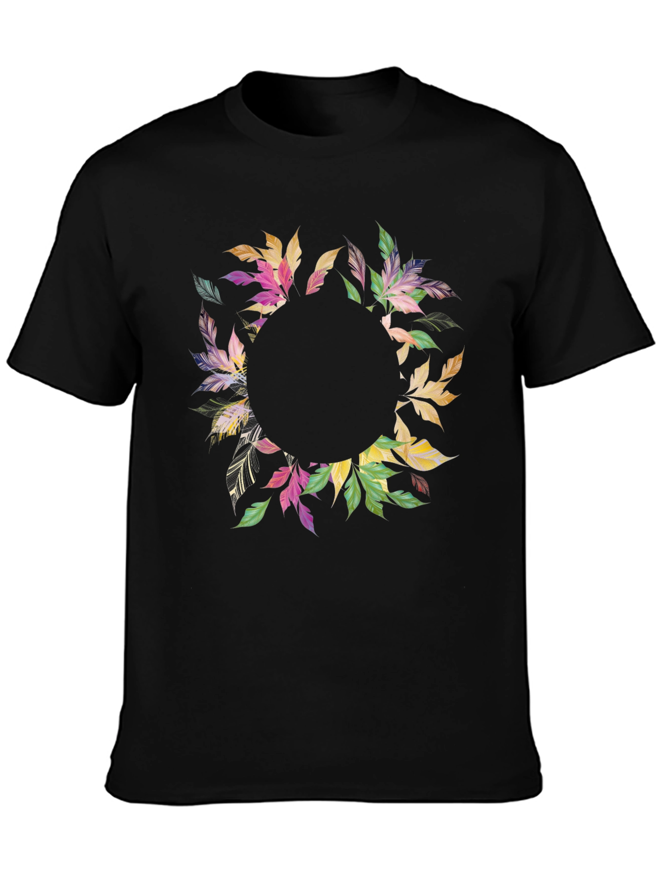 Floral Wreath Black T-Shirt