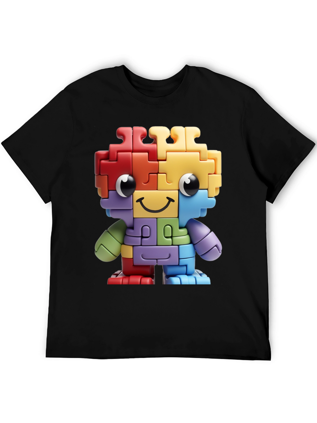 Puzzle Piece Character Graphic T-Shirt