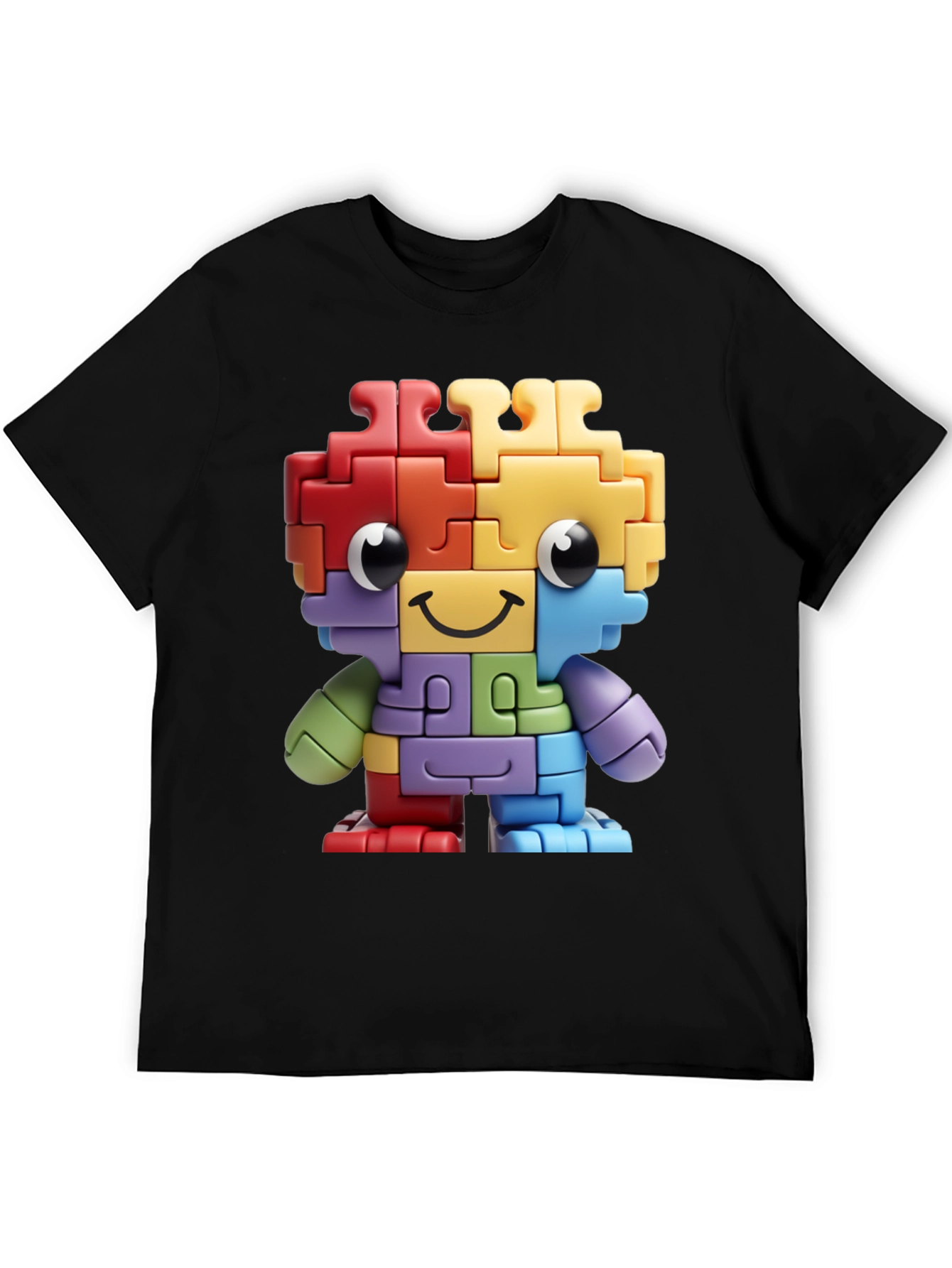 Puzzle Piece Character Graphic T-Shirt