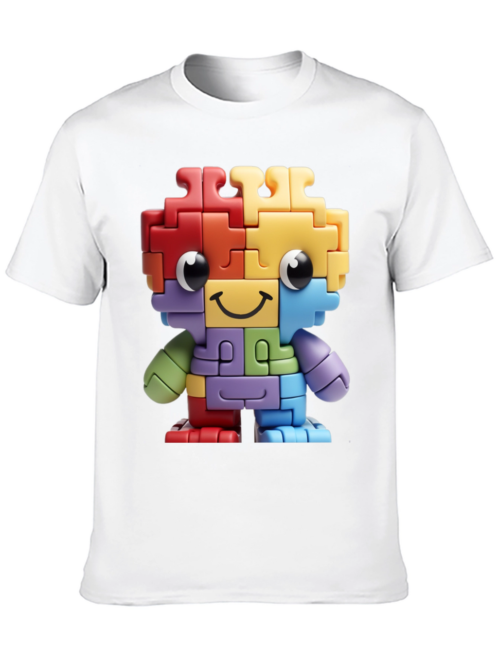 Puzzle Piece Character Graphic T-Shirt