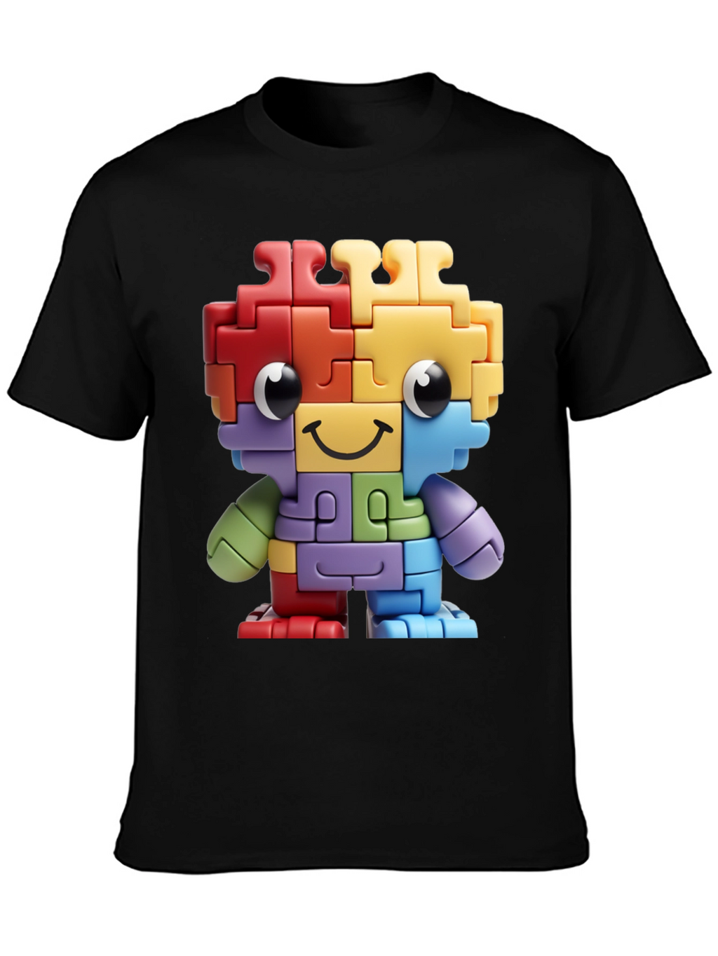 Puzzle Piece Character Graphic T-Shirt