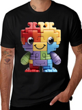 Puzzle Piece Character Graphic T-Shirt