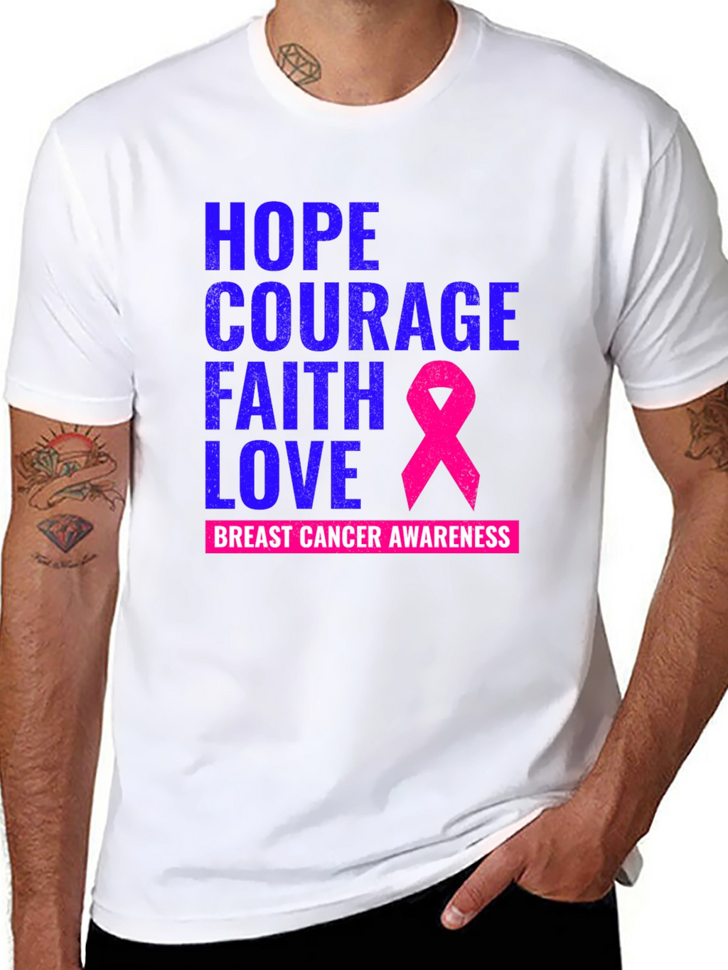 Hope Courage Faith Love Breast Cancer Awareness T-Shirt