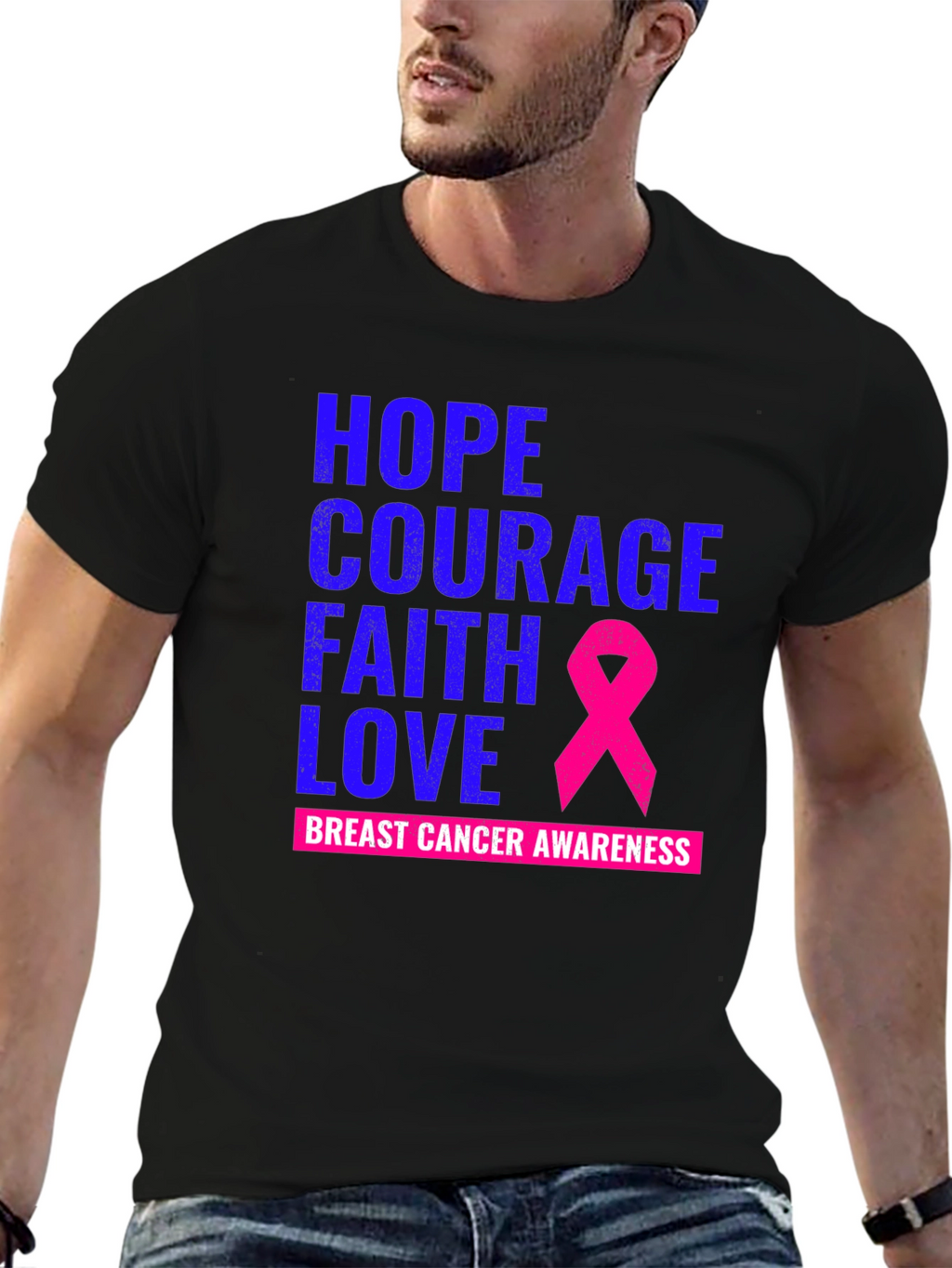 Hope Courage Faith Love Breast Cancer Awareness T-Shirt