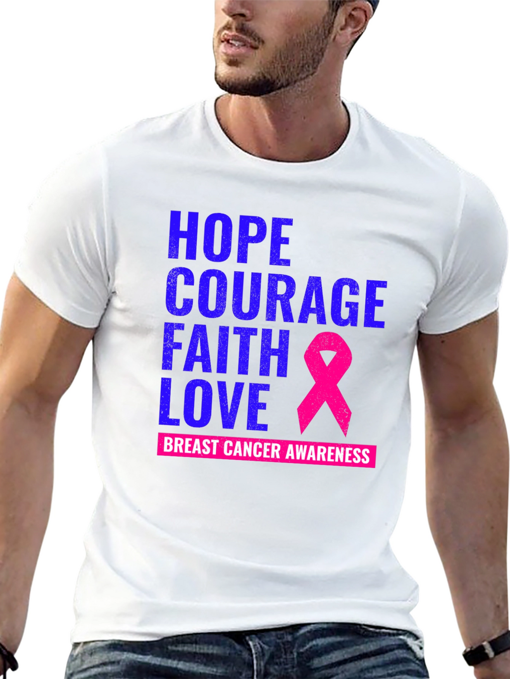 Hope Courage Faith Love Breast Cancer Awareness T-Shirt