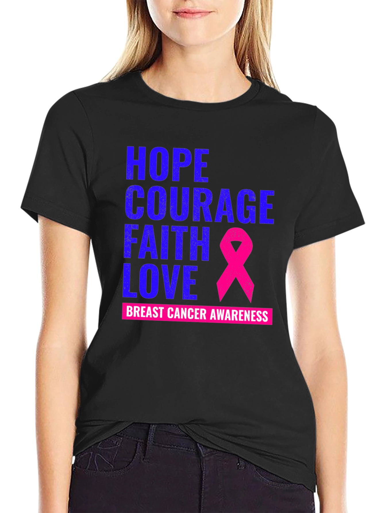 Hope Courage Faith Love Breast Cancer Awareness T-Shirt