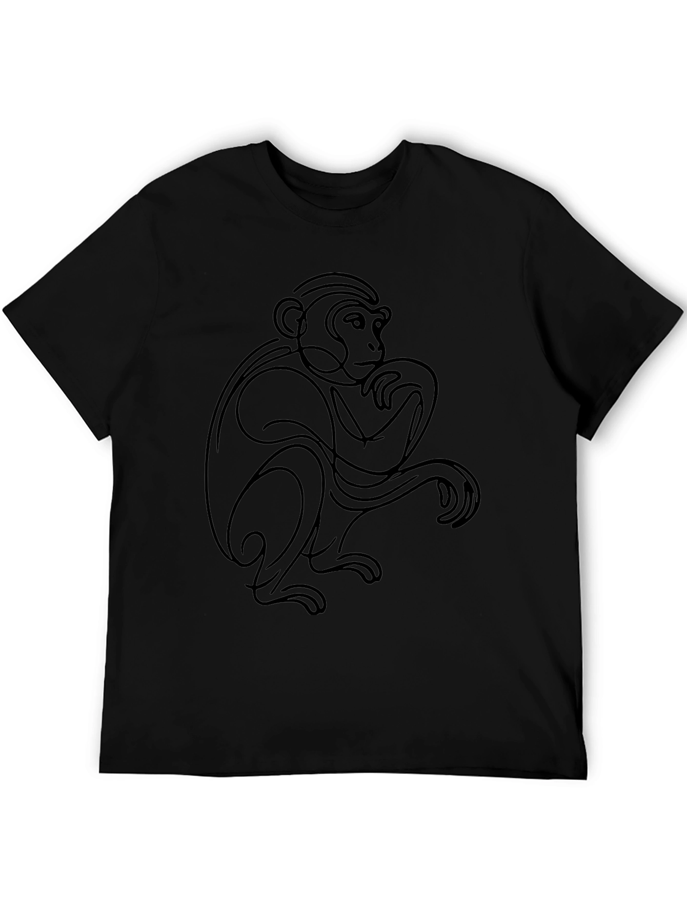 Abstract Monkey Graphic Tee - Black Cotton Blend