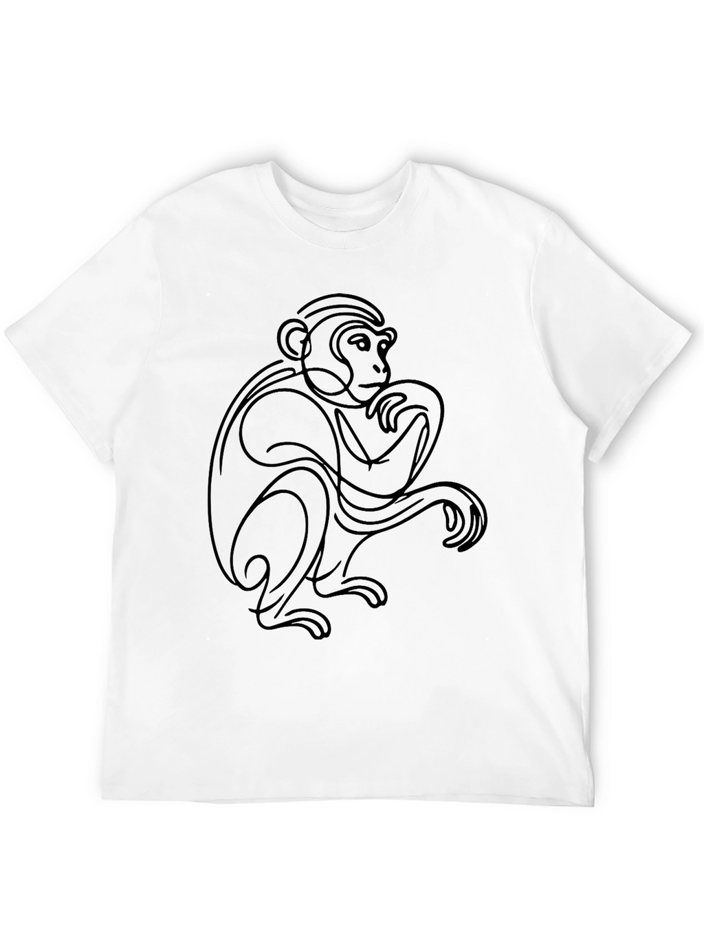 Abstract Monkey Graphic Tee - Black Cotton Blend