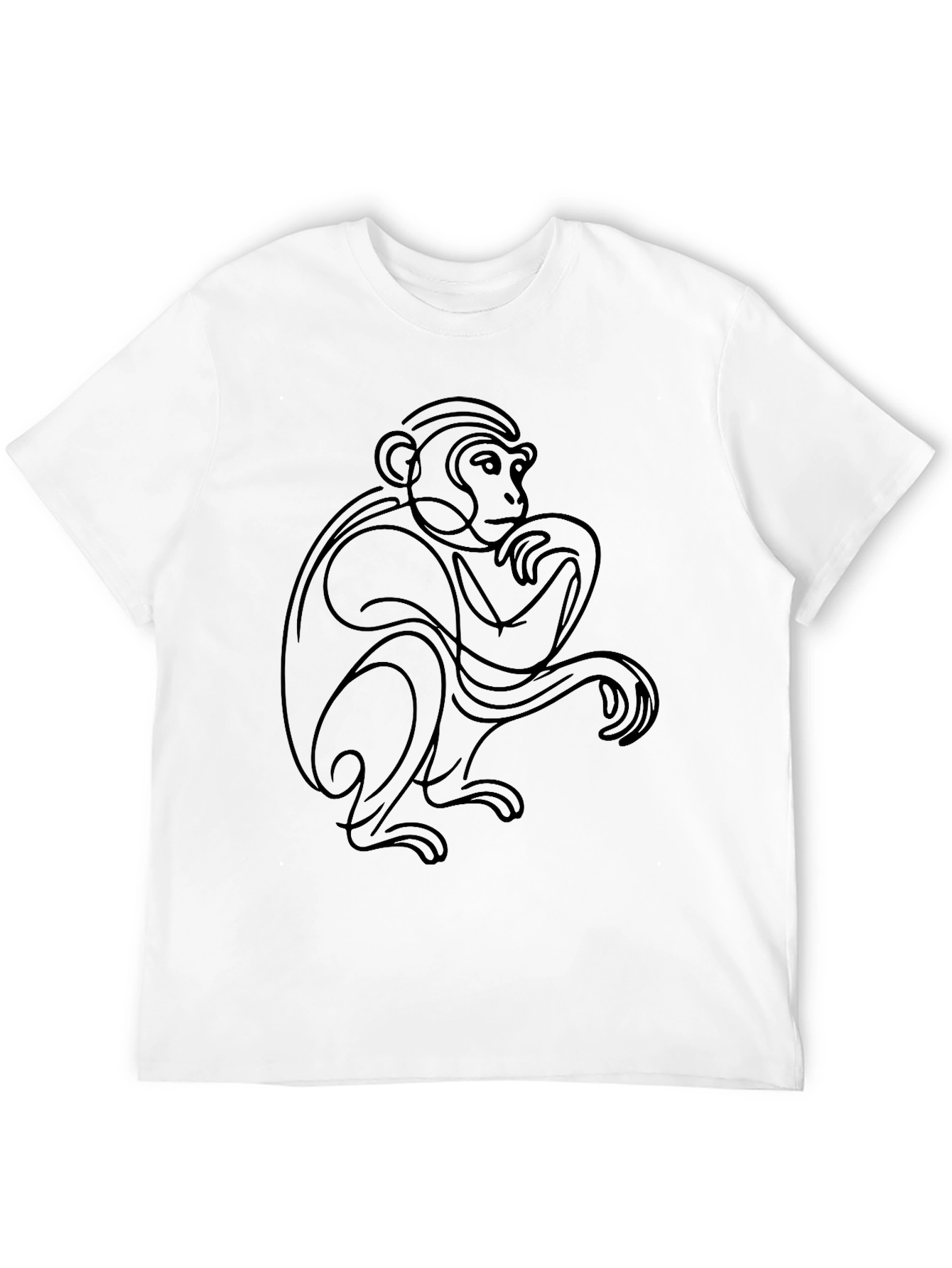 Abstract Monkey Graphic Tee - Black Cotton Blend