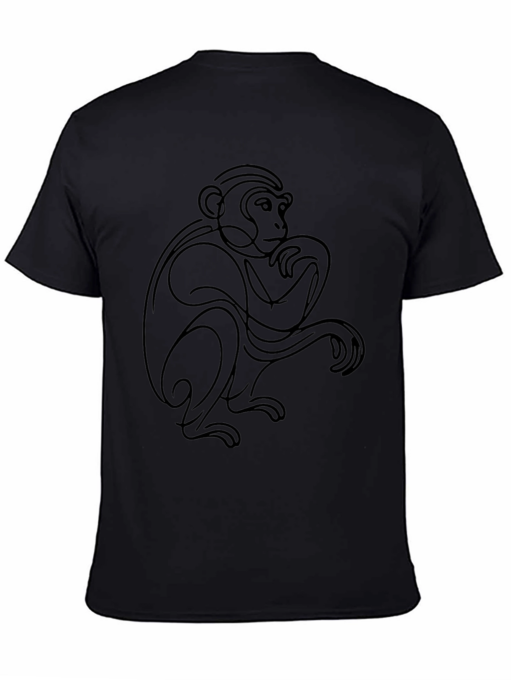 Abstract Monkey Graphic Tee - Black Cotton Blend