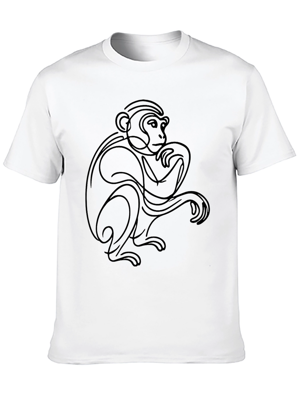 Abstract Monkey Graphic Tee - Black Cotton Blend
