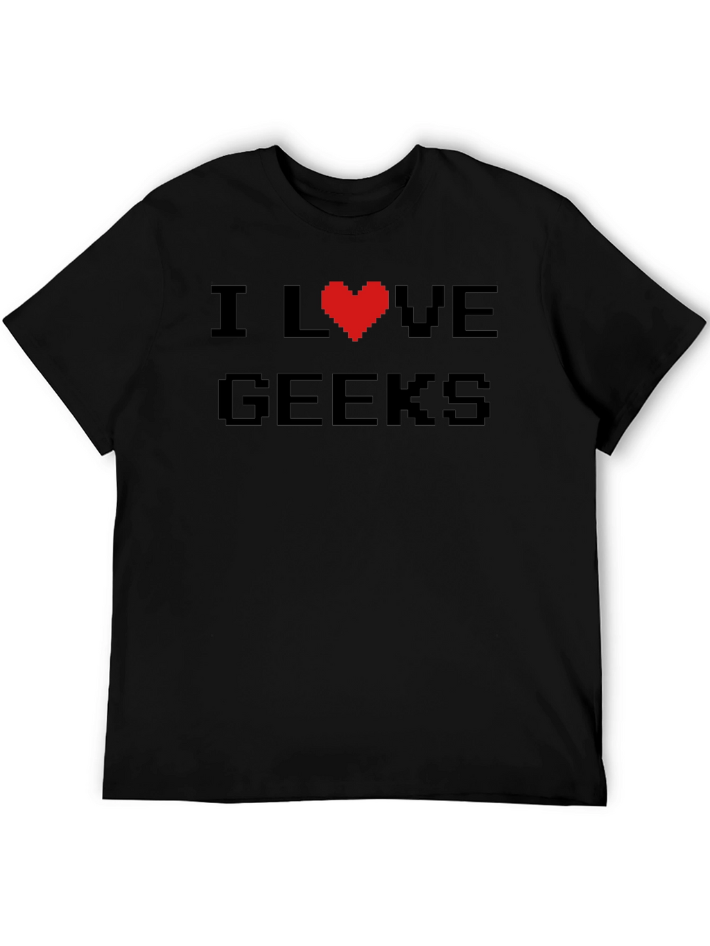 I Love Geeks Pixel Heart T-Shirt - Black
