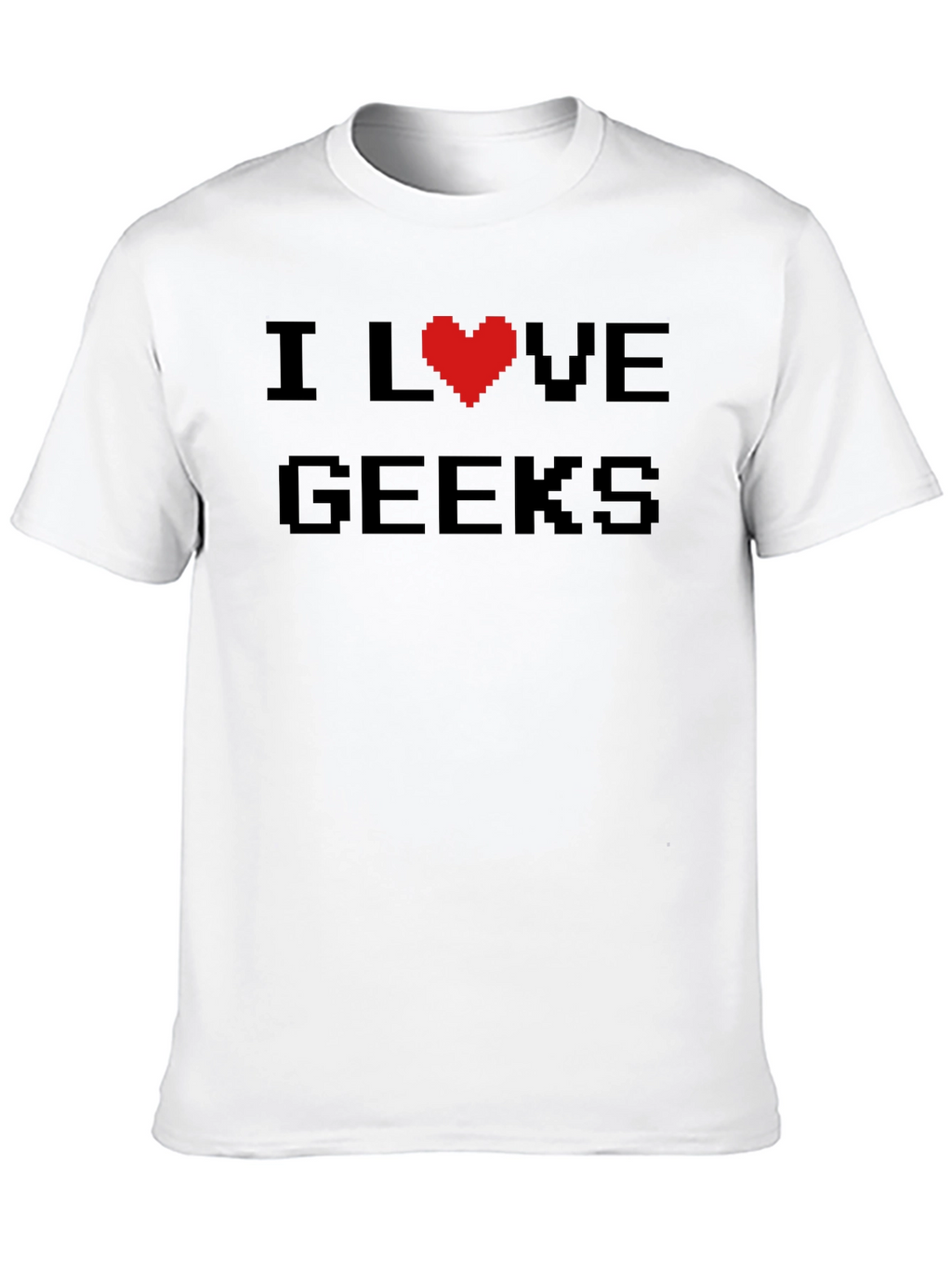 I Love Geeks Pixel Heart T-Shirt - Black