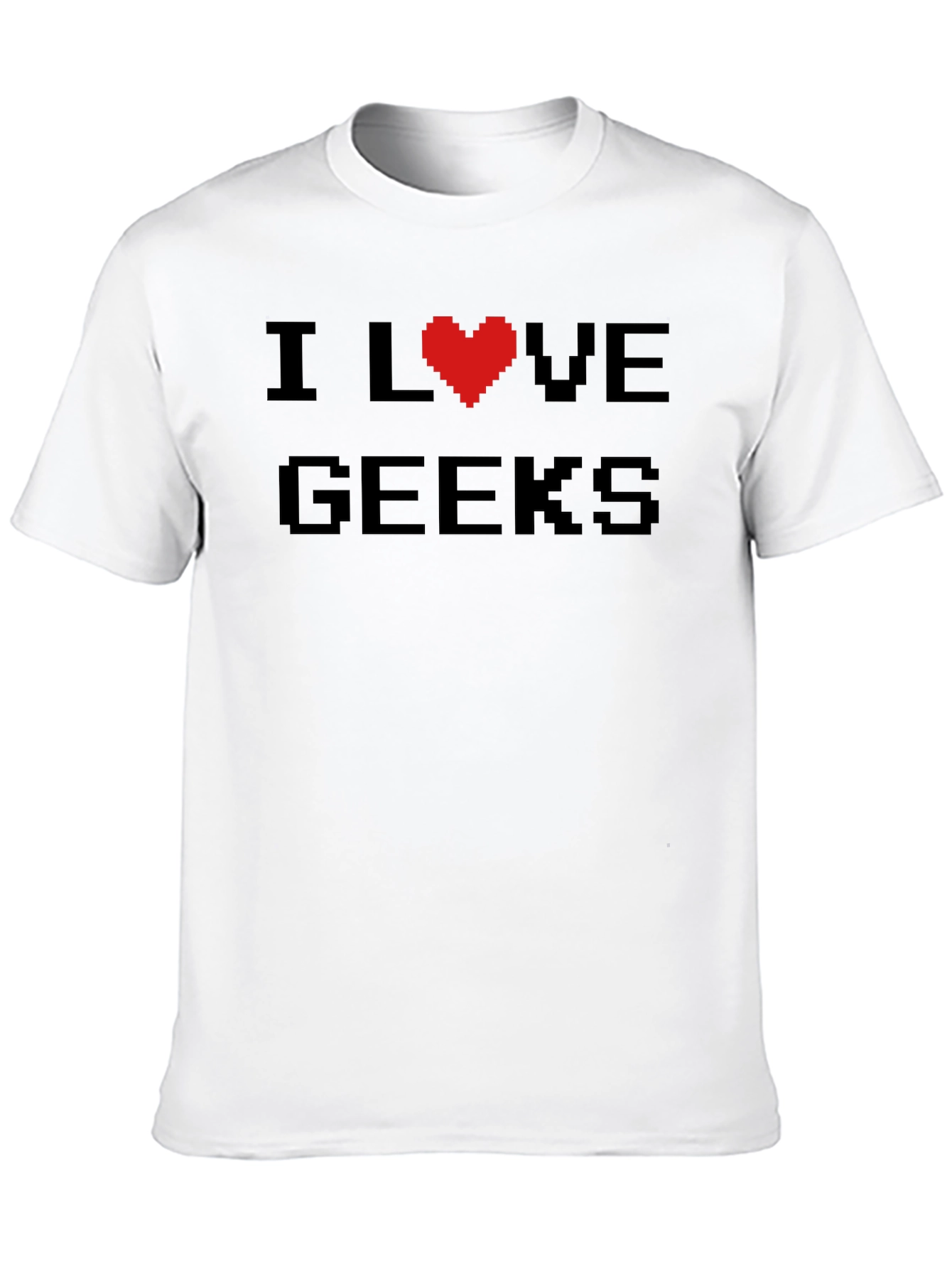 I Love Geeks Pixel Heart T-Shirt - Black