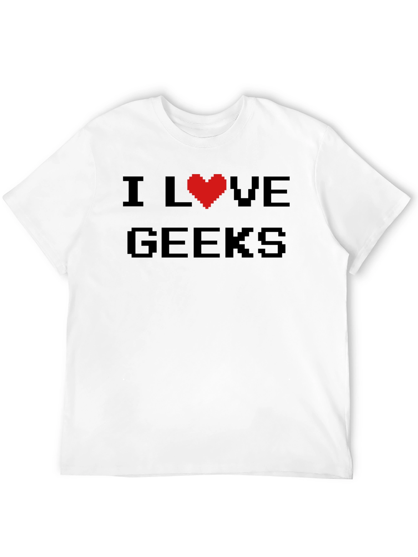 I Love Geeks Pixel Heart T-Shirt - Black
