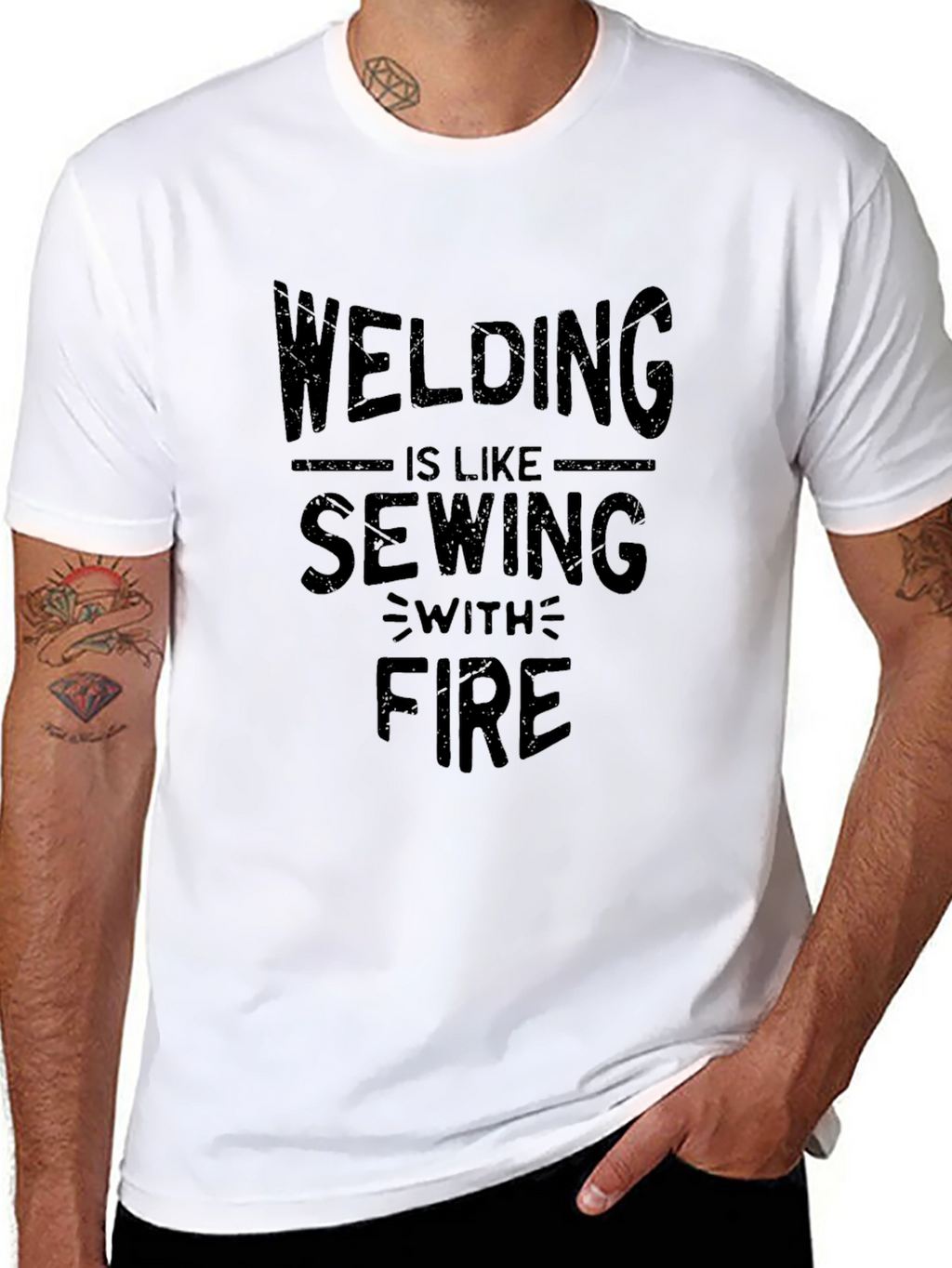 Welding is Like Sewing With Fire Black T-Shirt