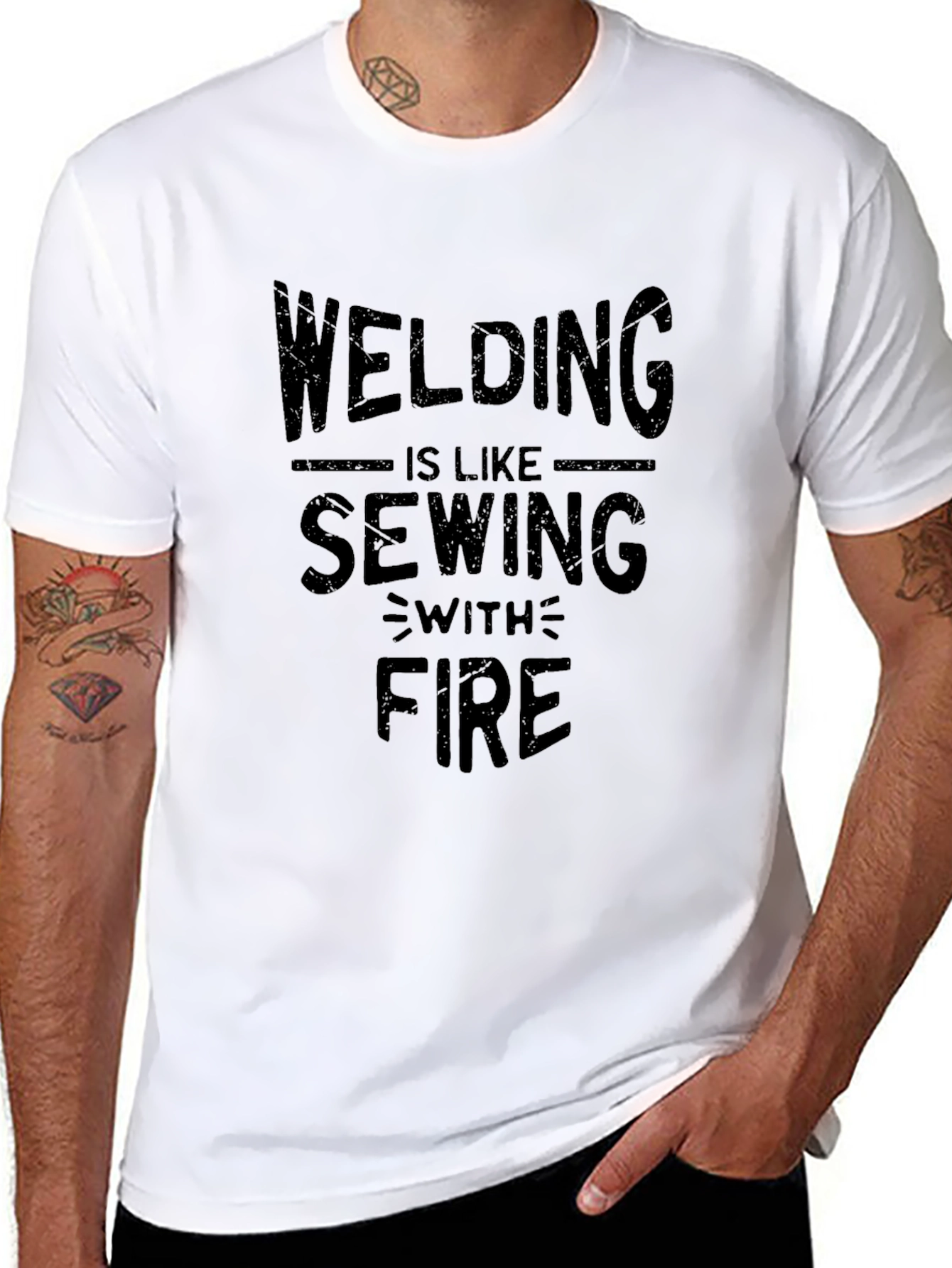 Welding is Like Sewing With Fire Black T-Shirt