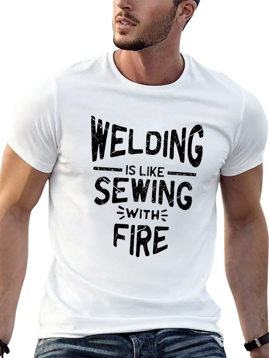Welding is Like Sewing With Fire Black T-Shirt