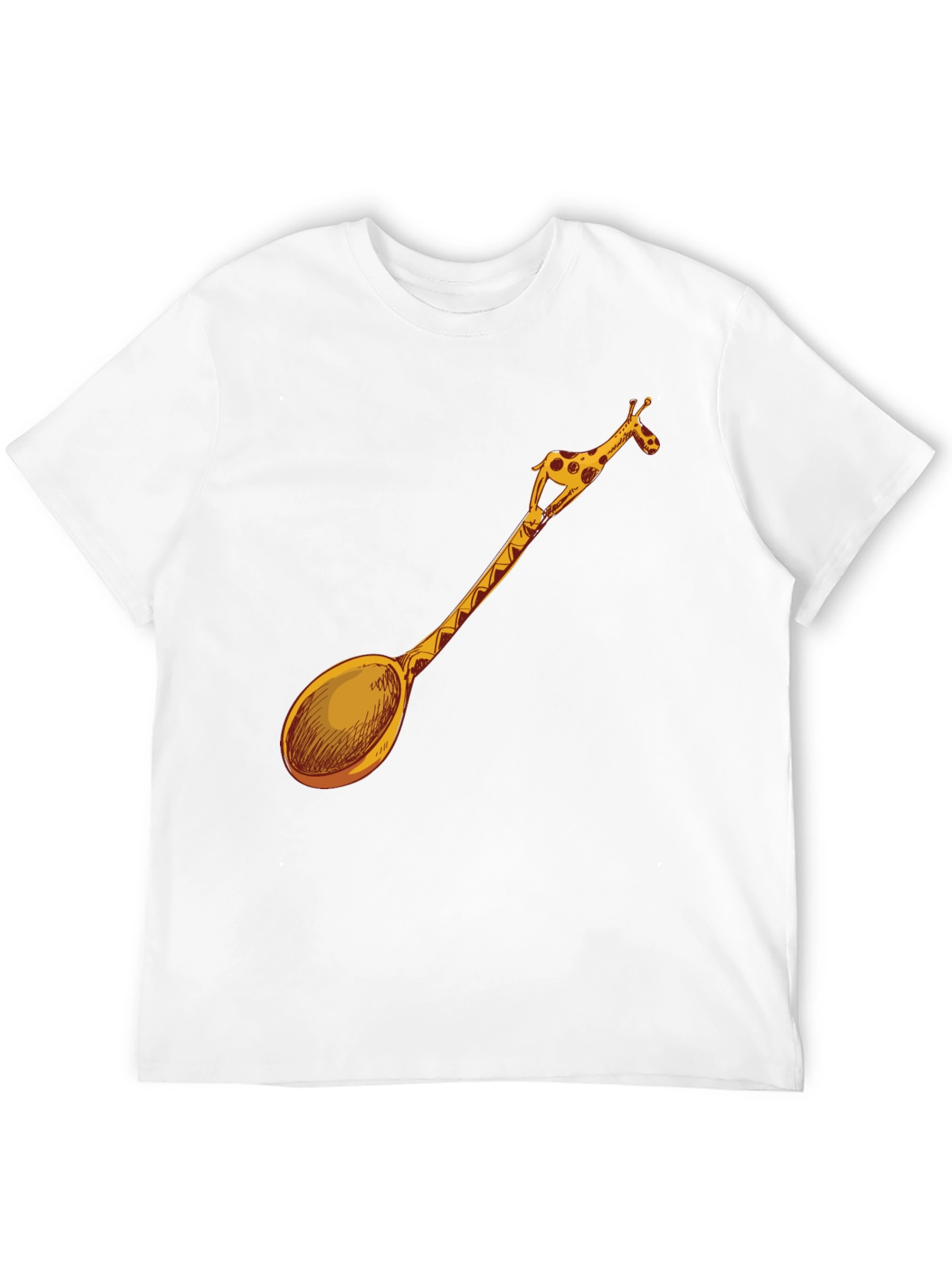 Giraffe Spoon Graphic Tee - Unique Novelty T-Shirt