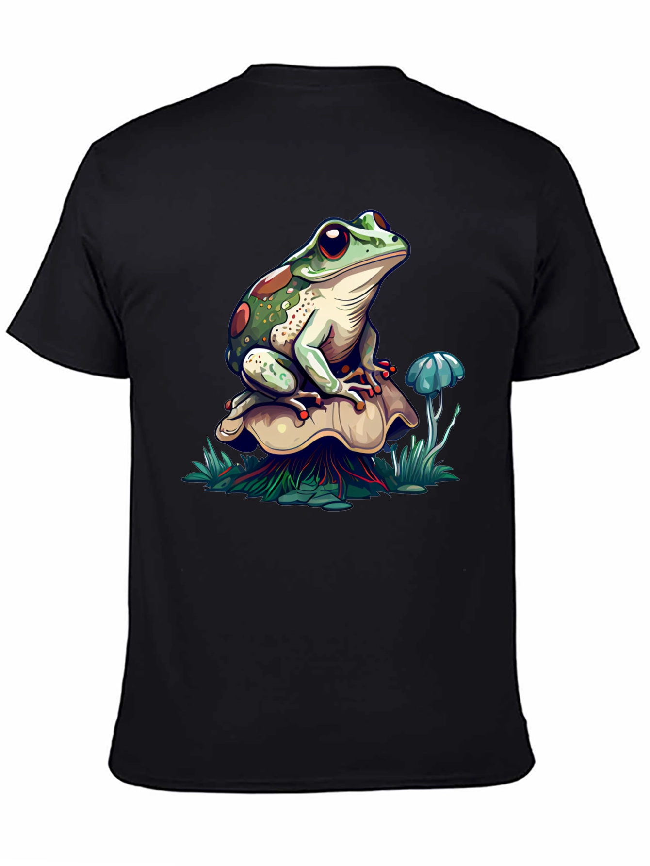 Frog on Mushroom Graphic T-Shirt