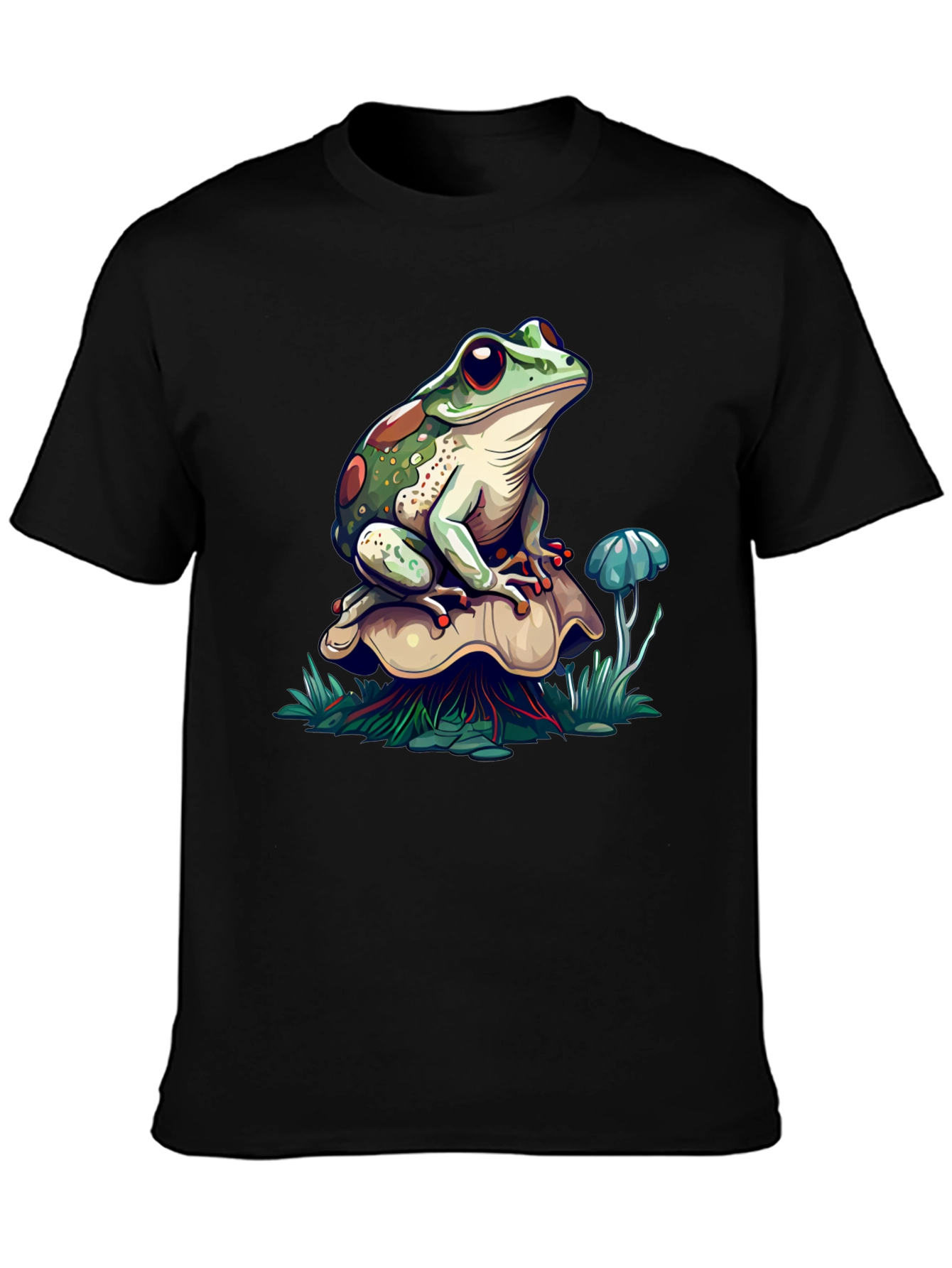 Frog on Mushroom Graphic T-Shirt