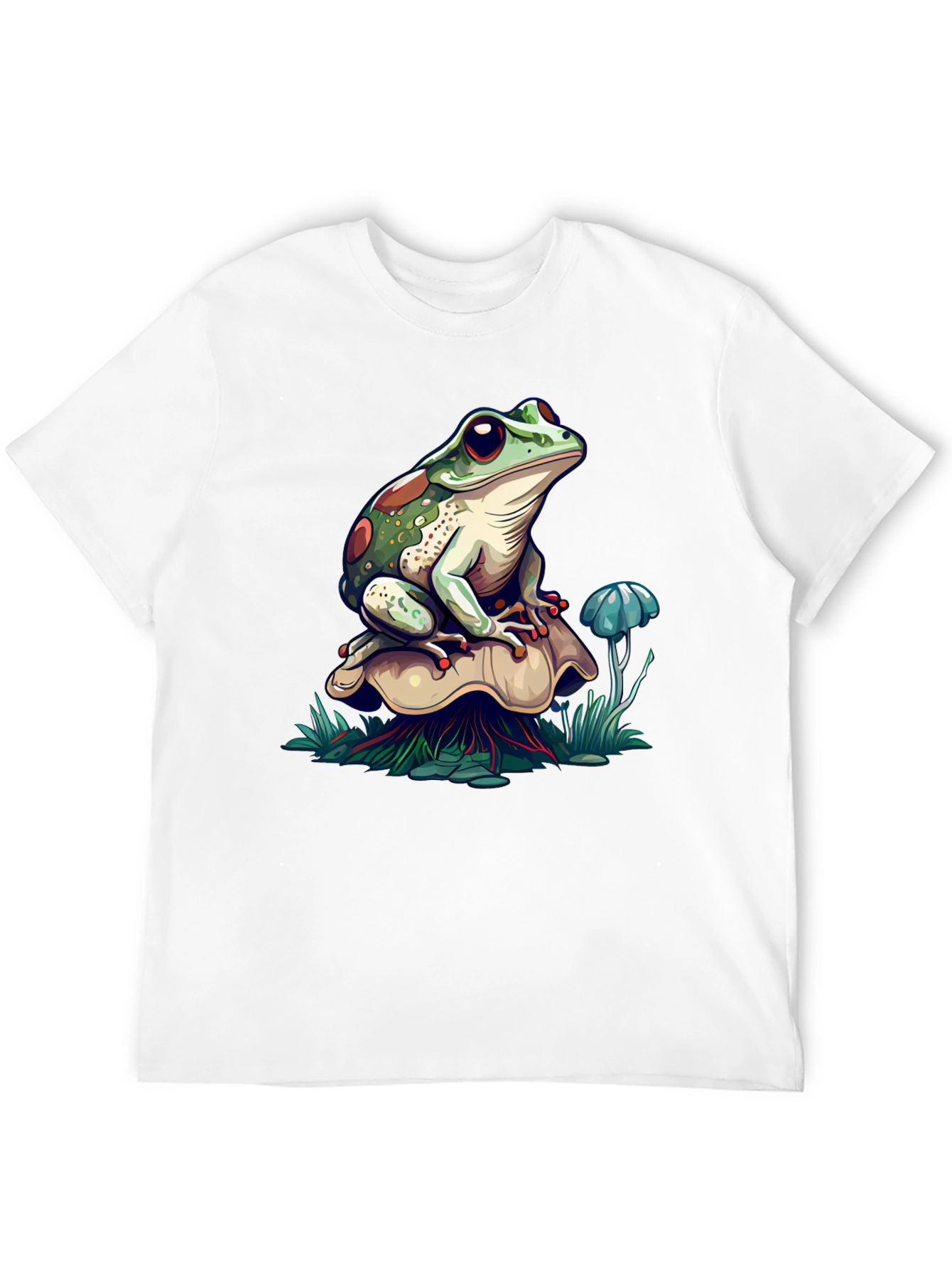 Frog on Mushroom Graphic T-Shirt