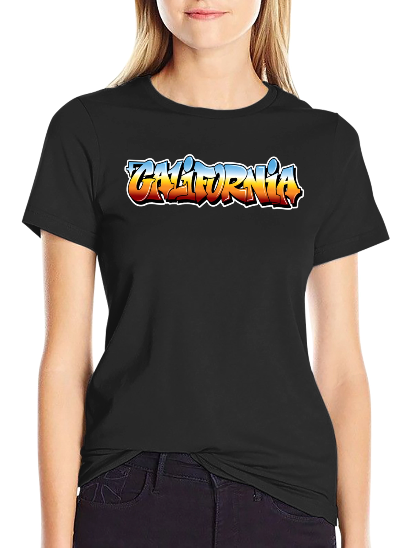 California Graffiti Style Mens Black T-Shirt