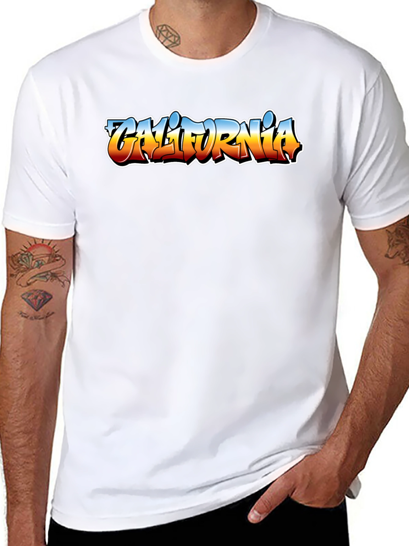 California Graffiti Style Mens Black T-Shirt