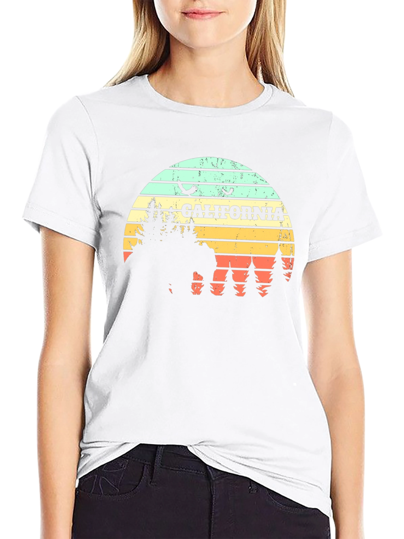 California Retro T-Shirt - Bear & Sunset Graphic