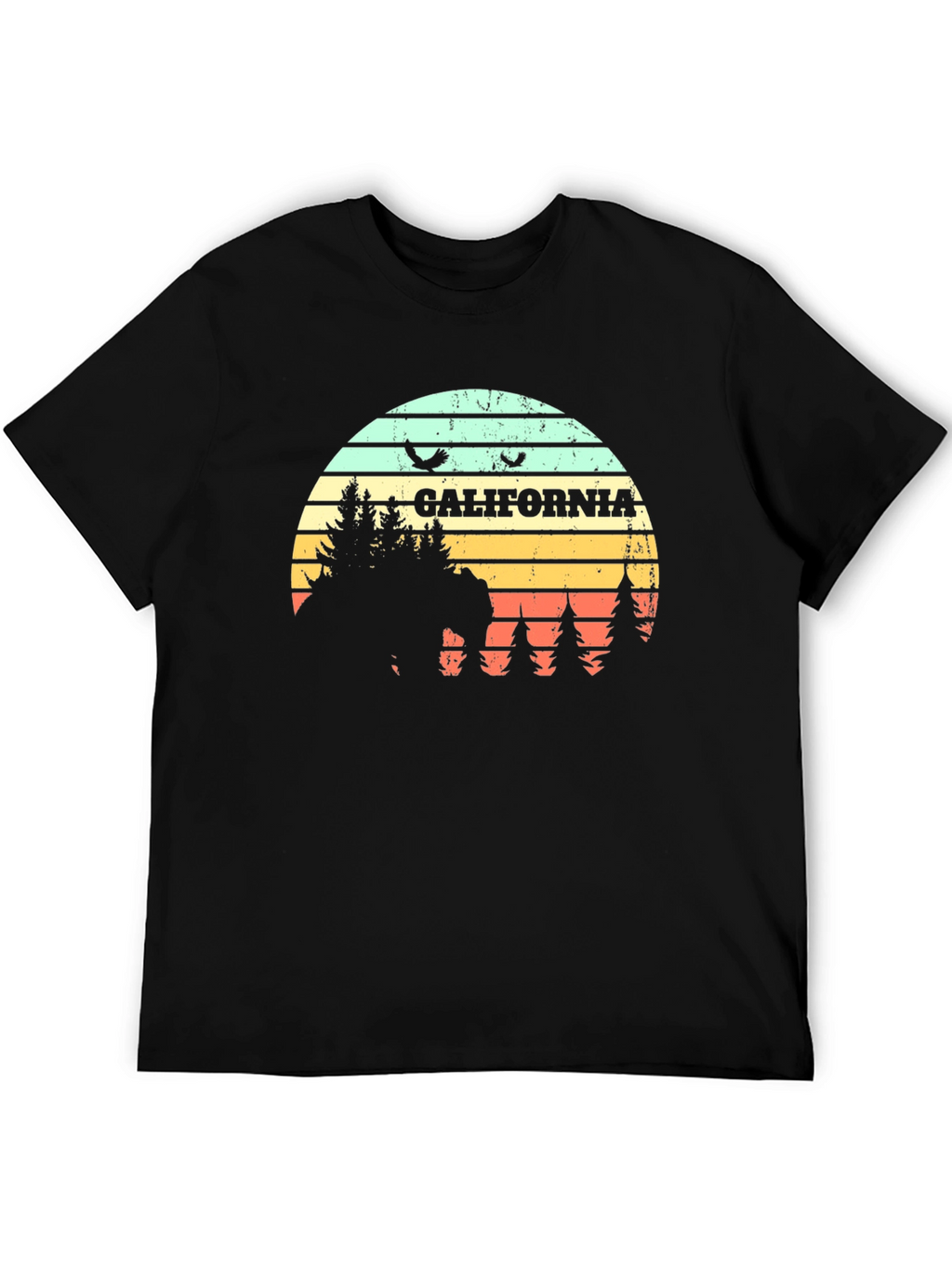 California Retro T-Shirt - Bear & Sunset Graphic