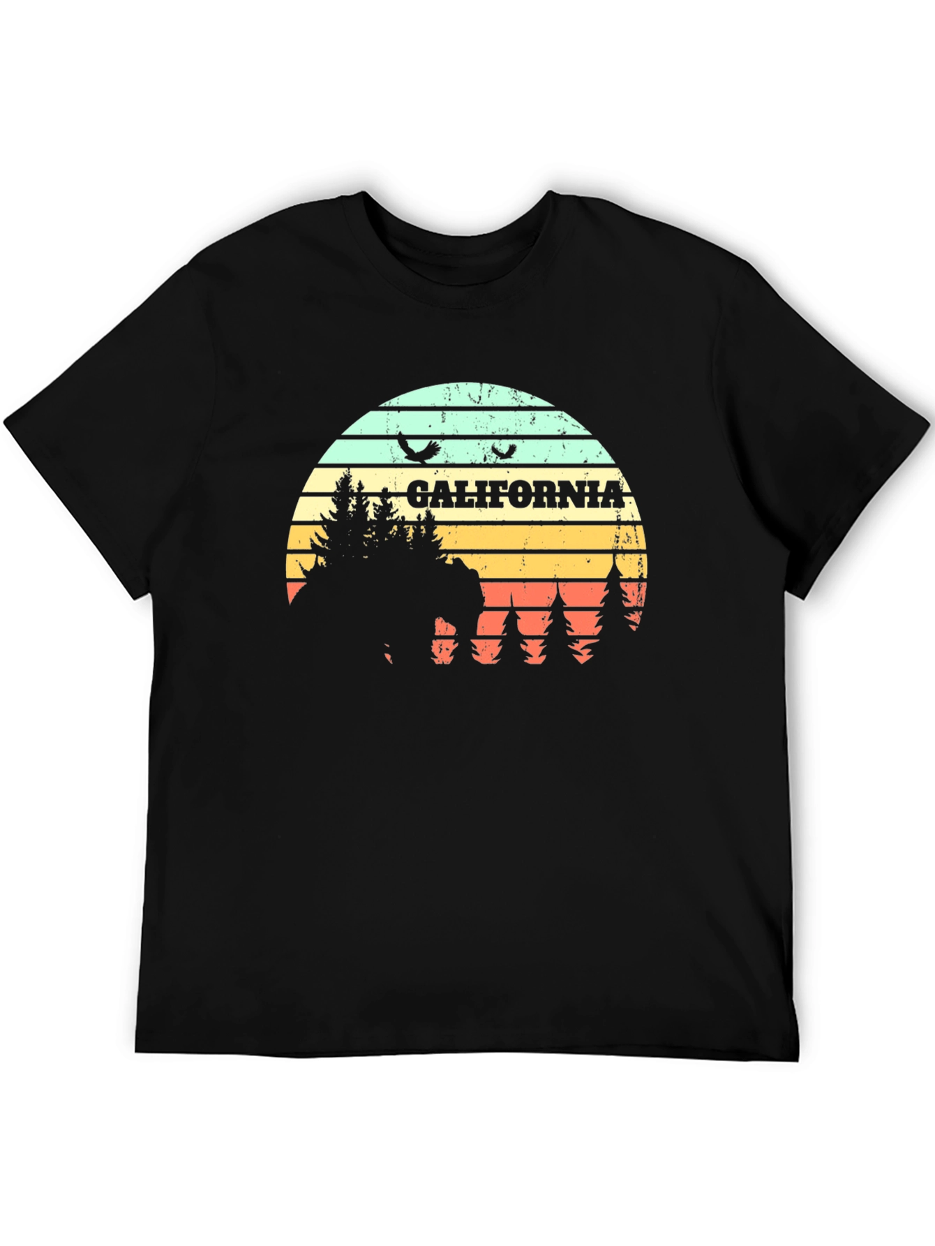 California Retro T-Shirt - Bear & Sunset Graphic