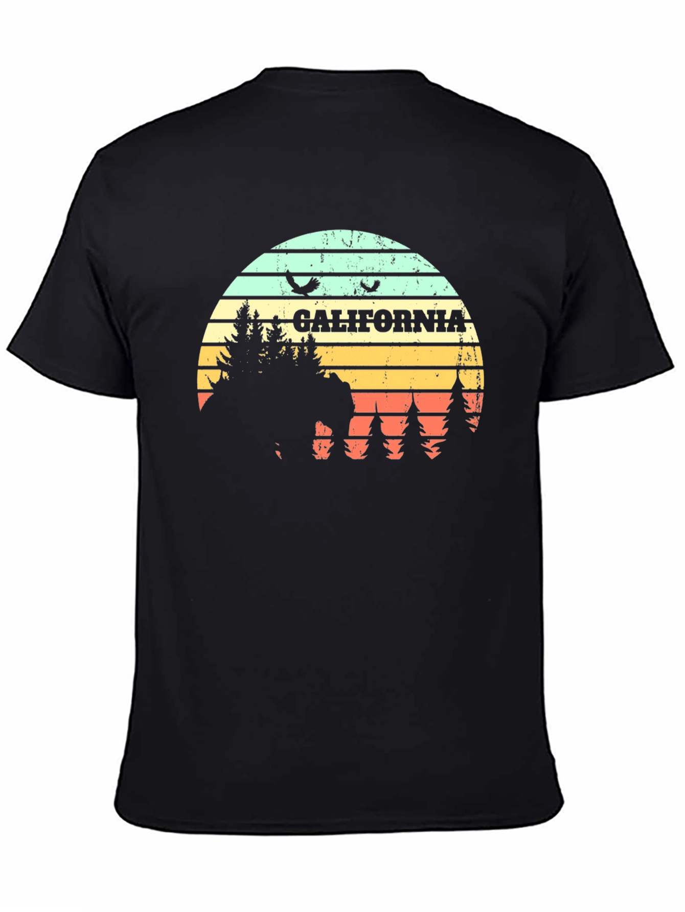 California Retro T-Shirt - Bear & Sunset Graphic
