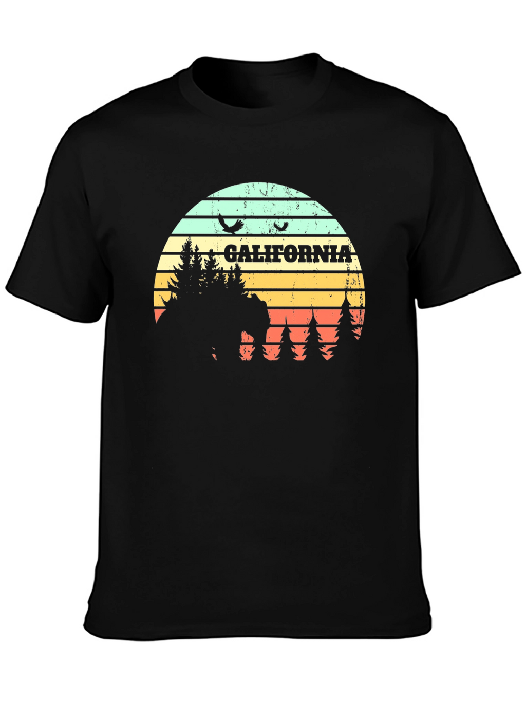 California Retro T-Shirt - Bear & Sunset Graphic