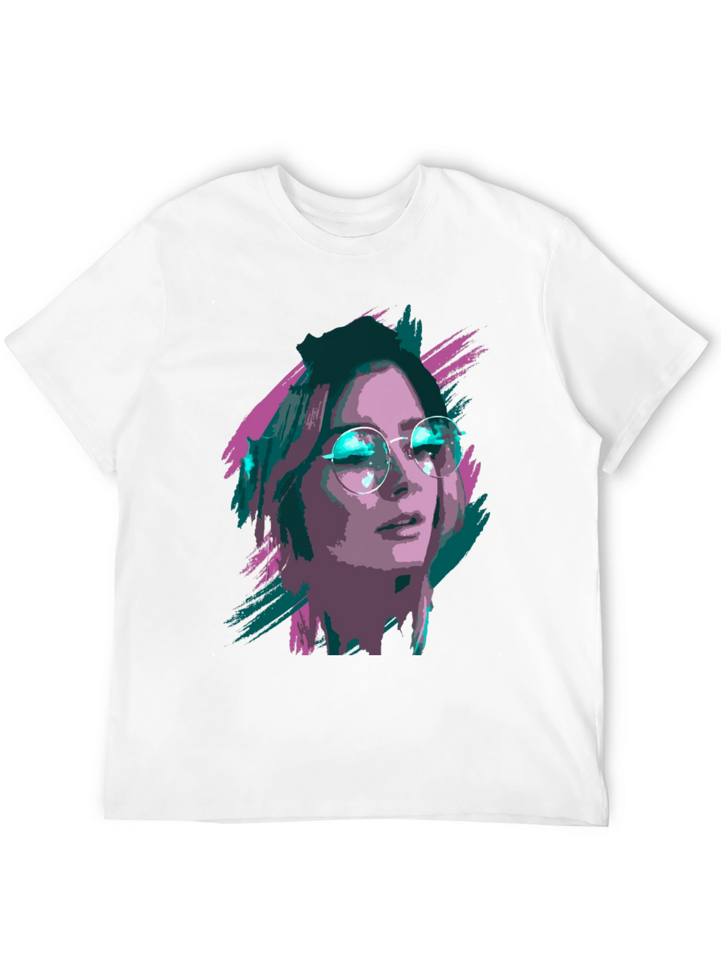 Stylish Graphic T-Shirt - Woman with Glasses Print