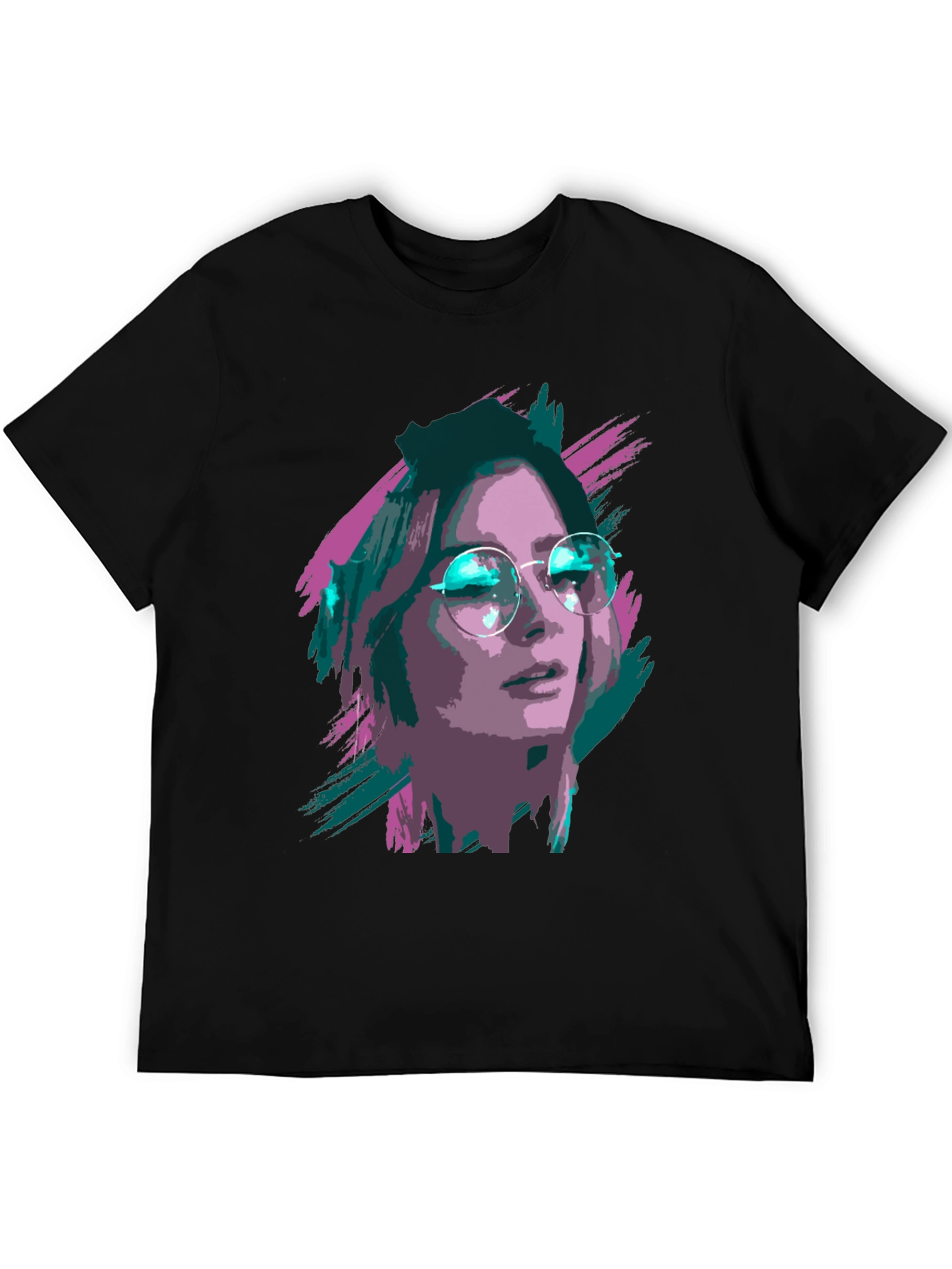 Stylish Graphic T-Shirt - Woman with Glasses Print