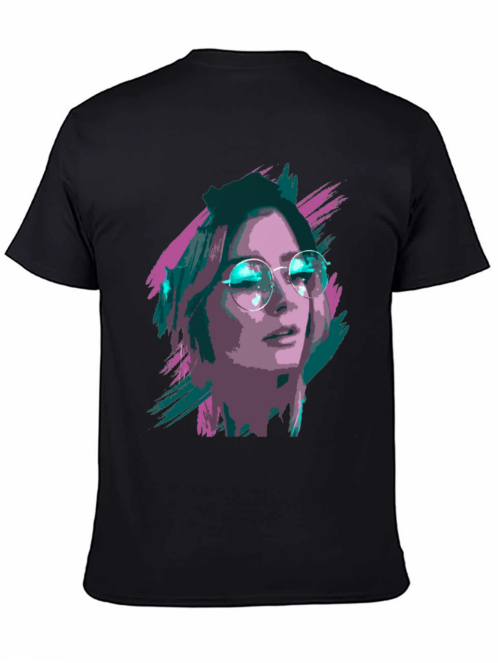 Stylish Graphic T-Shirt - Woman with Glasses Print
