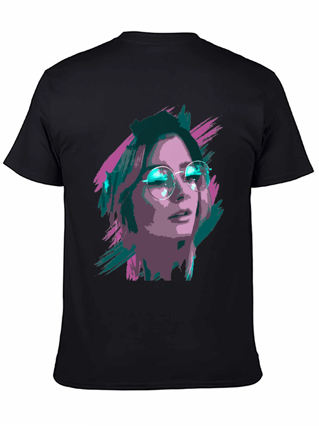 Stylish Graphic T-Shirt - Woman with Glasses Print