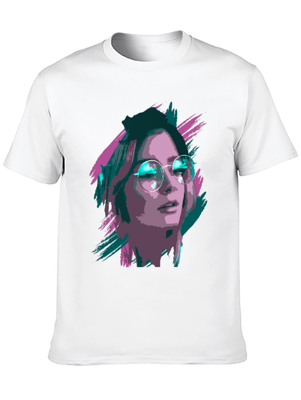 Stylish Graphic T-Shirt - Woman with Glasses Print